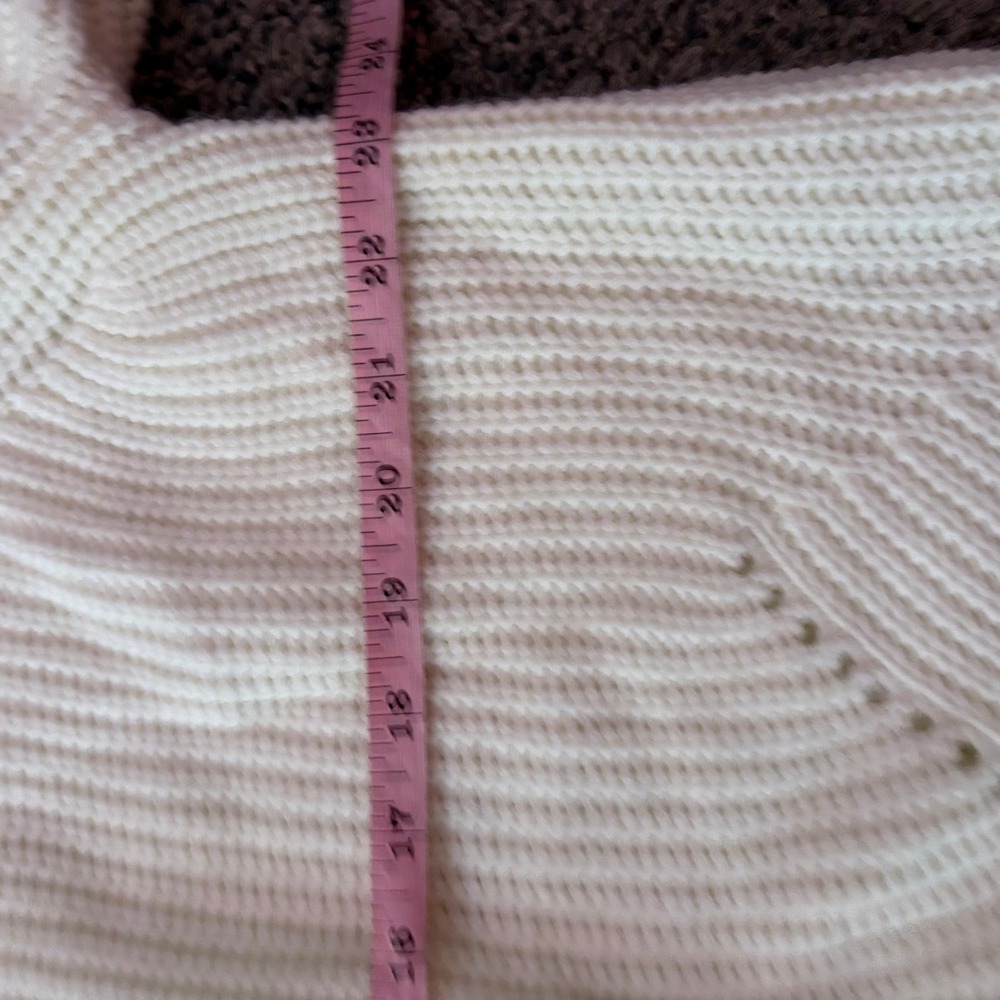 Exlura Cardigan Sweater Women Large Cream Chunky Pointelle Knit V-Neck Cozy - Picture 10 of 11